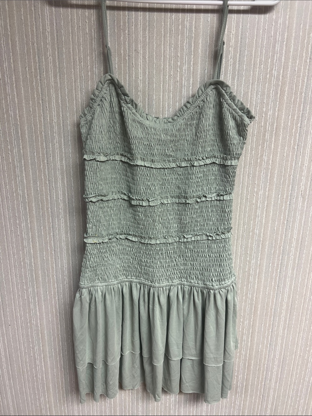 M NWOT Urban Outfitters Sage Green Smocked Mini Dress so soft!